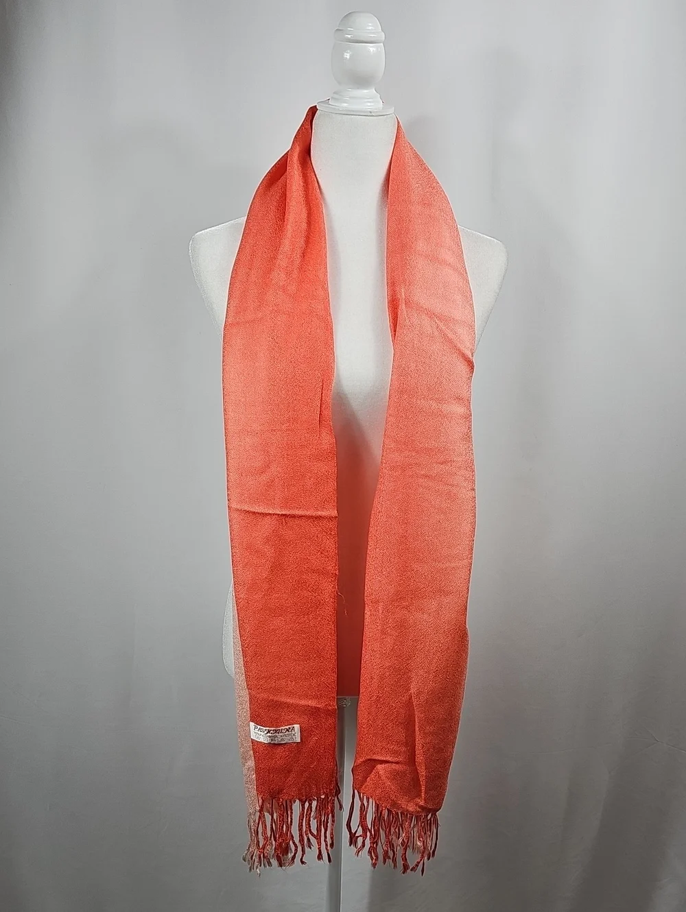 Pashmina Silk Blend Coral Fringe Scarf Wrap Shawl Soft Lightweight Festival Rave